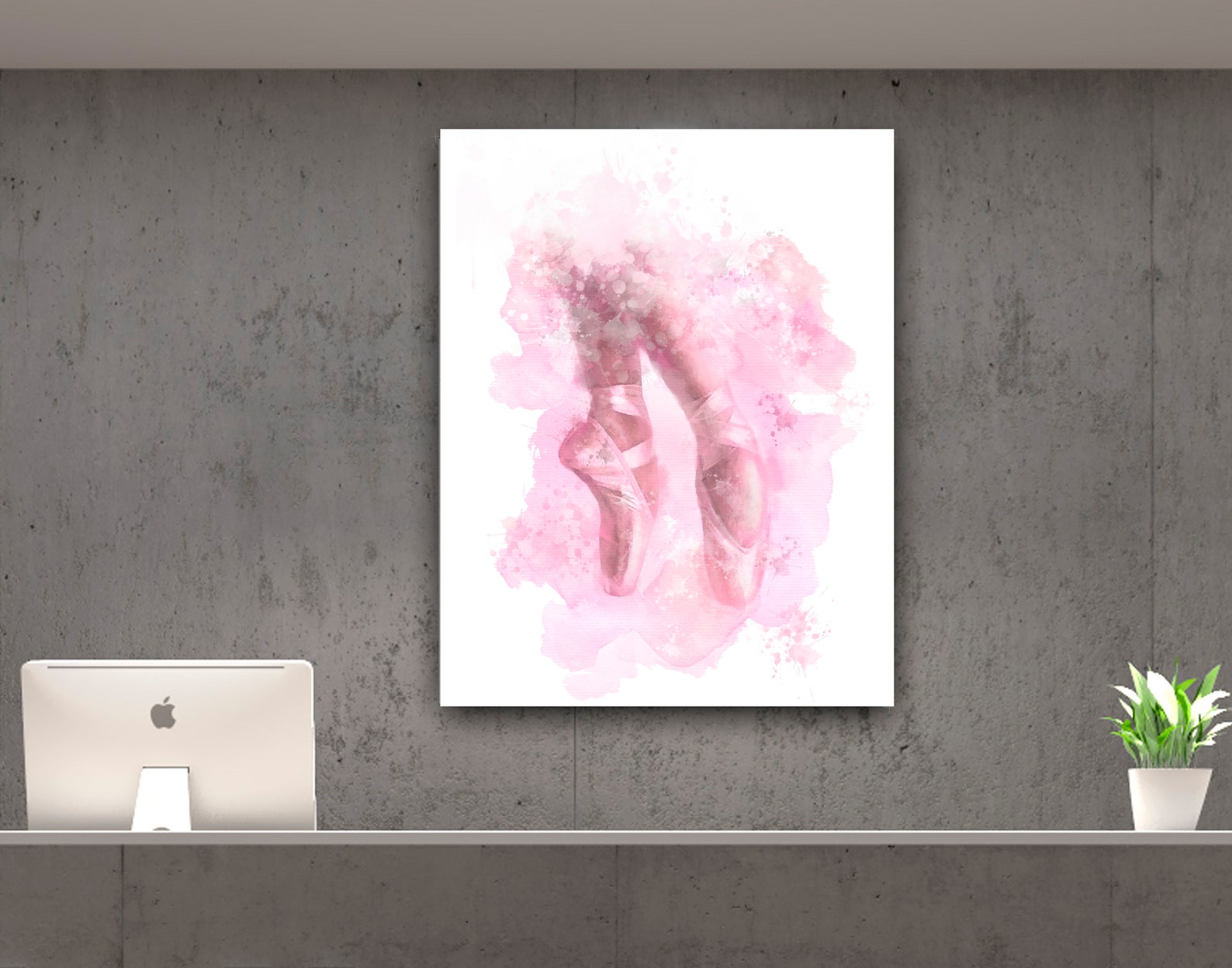 ballet shoes print, ballet point shoes watercolor,ballerina artwork, ballet print, ballet decor, ballerina decor, digital downlo