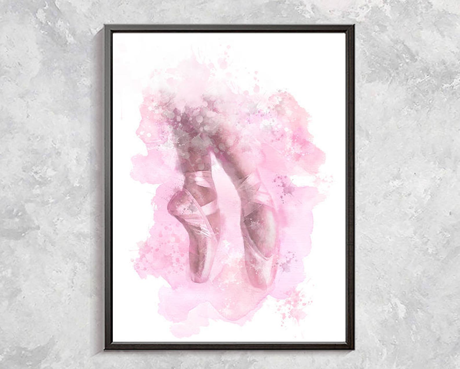 ballet shoes print, ballet point shoes watercolor,ballerina artwork, ballet print, ballet decor, ballerina decor, digital downlo