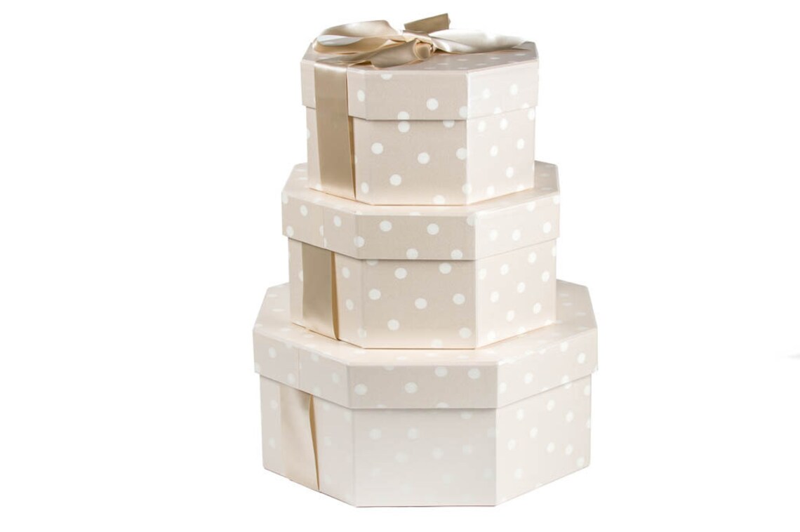 Octagonal Hat Box in Polka Dot Champagne Etsy