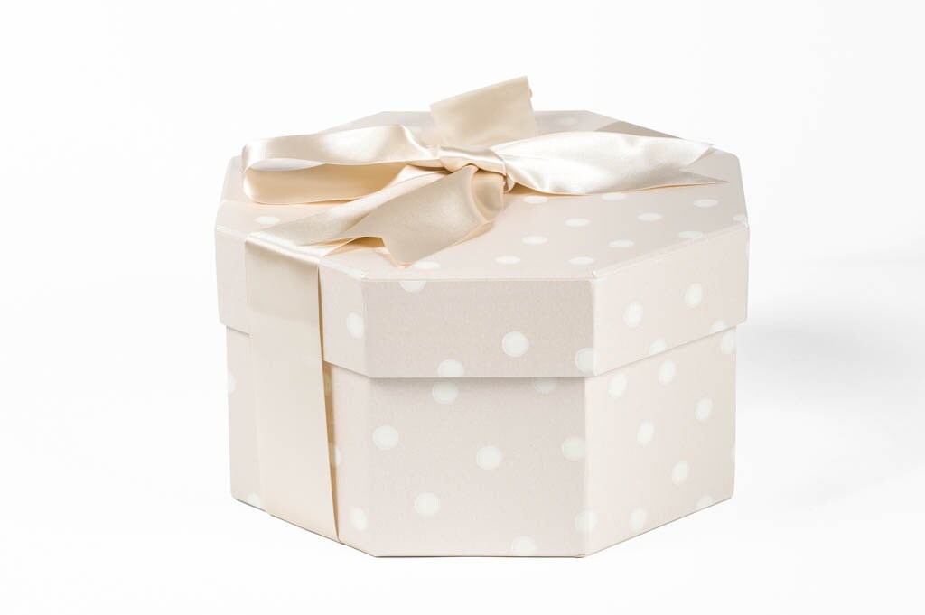 Octagonal Hat Box in Polka Dot Champagne Etsy