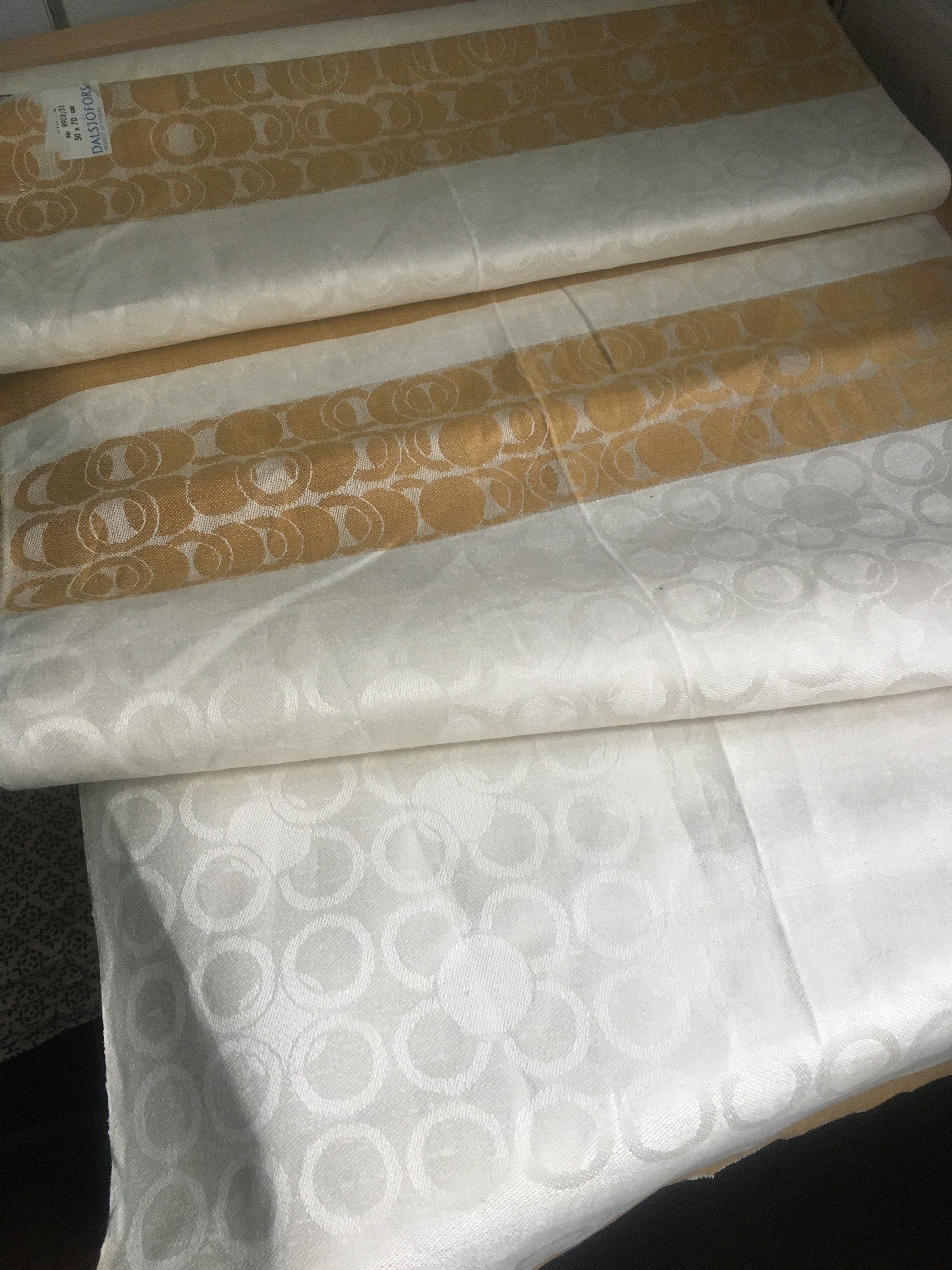 From Sweden＊Vintage linen Cloth・* Unused Sweden Linen Fabric by Dalsjöfors 100cm/50cm.home