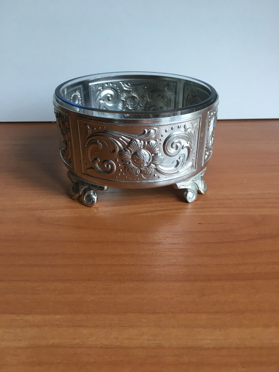 Vintage Norway Rosemaling Pewter glass Bowl.home Etsy