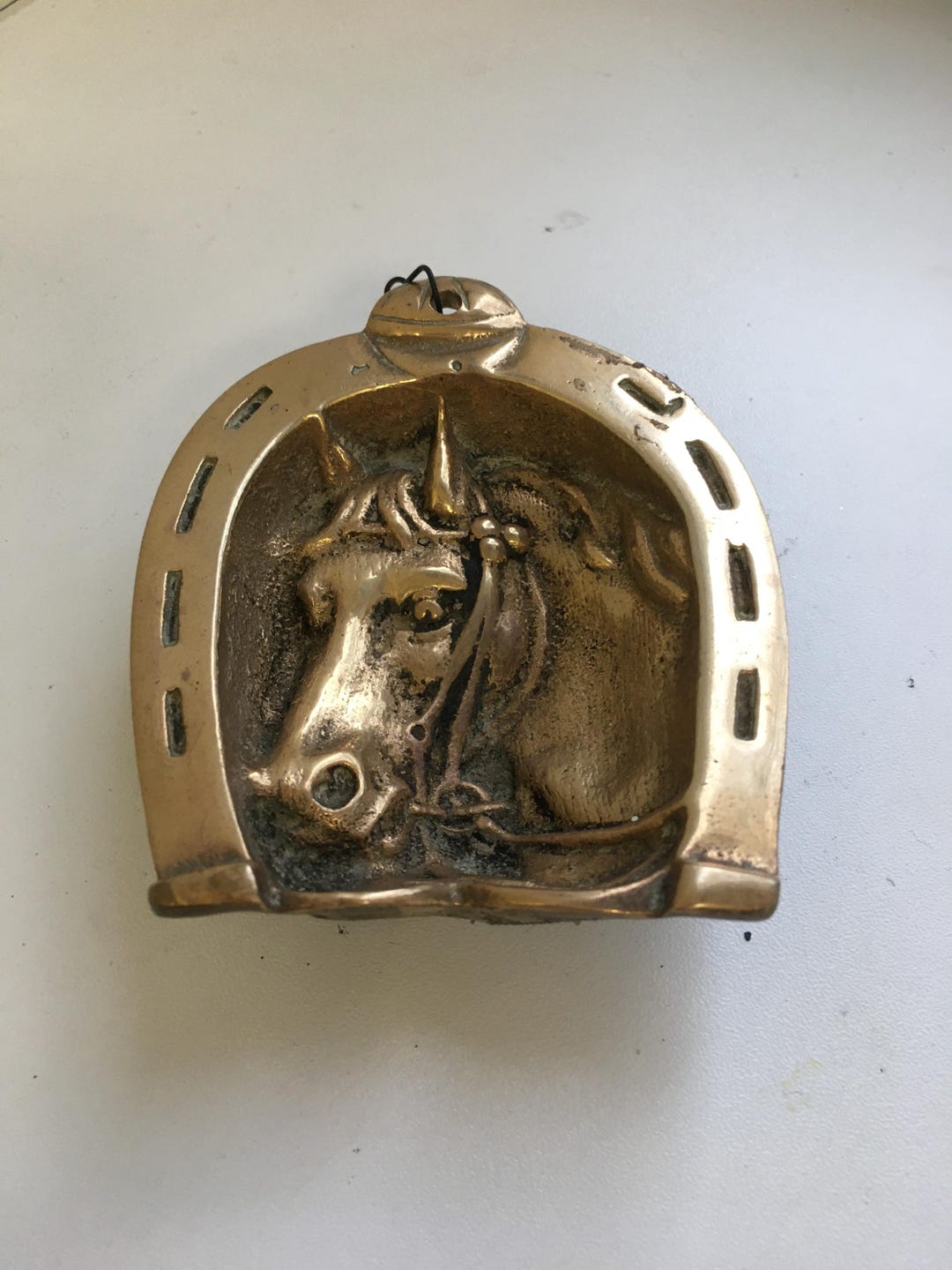 Vintage Brass Horseshoe and Horse Ashtray,hanging .1960' - Etsy