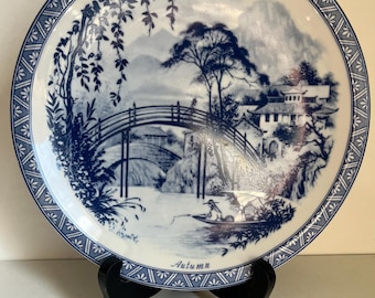 Rare vintage Chinese Autumn Willow pattern  plate.Home decor.1960's