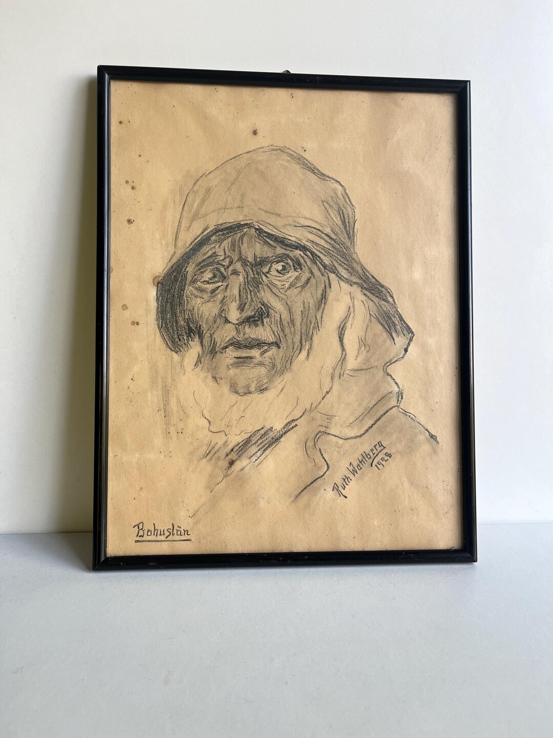 Antique Sweden Pencil Drawing Fishman Portrait.wall Decor.1928's - Etsy