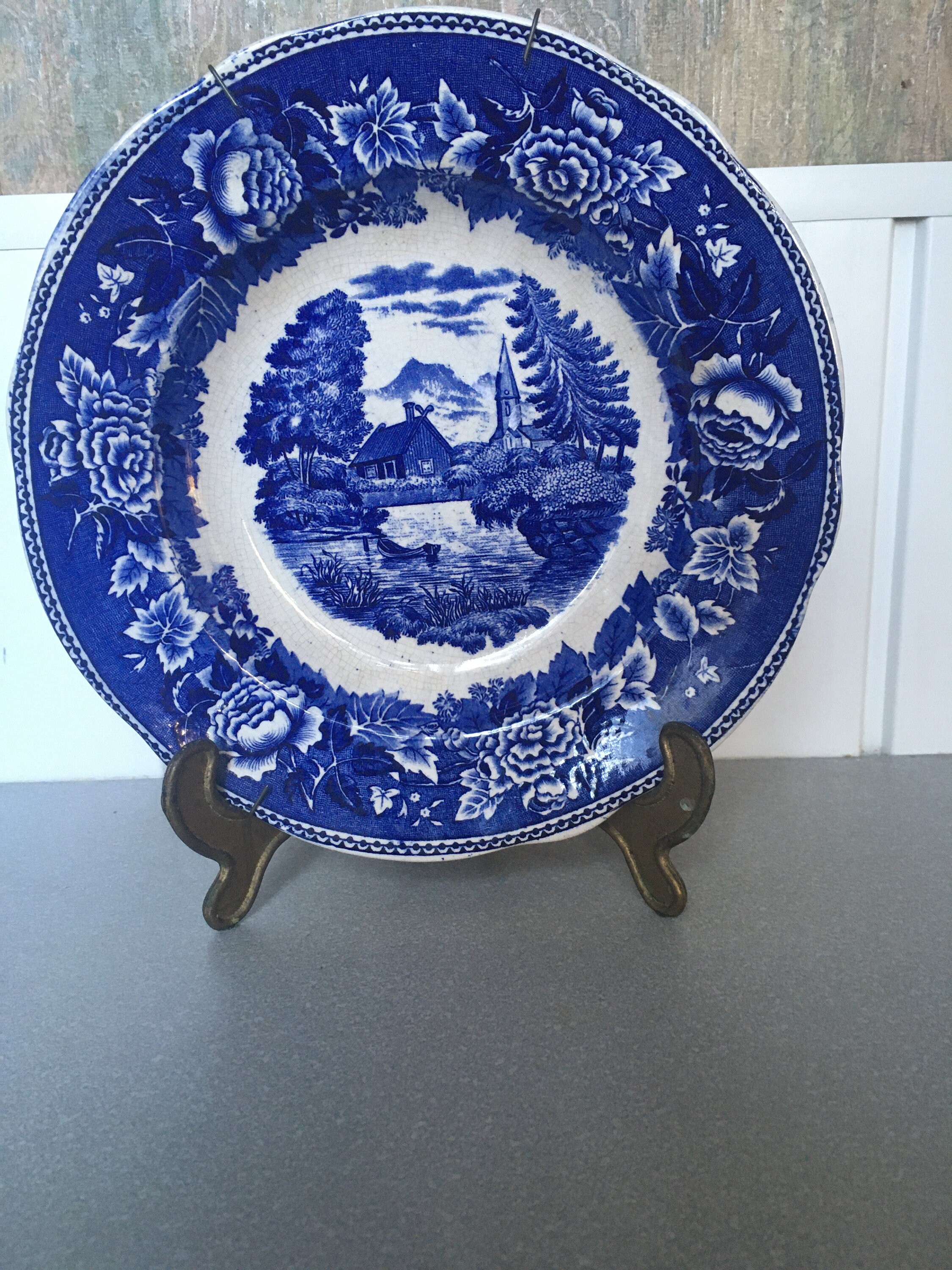 COBALT BLUE Collectible Plate of R\u00f6rstrand Sweden 1930s