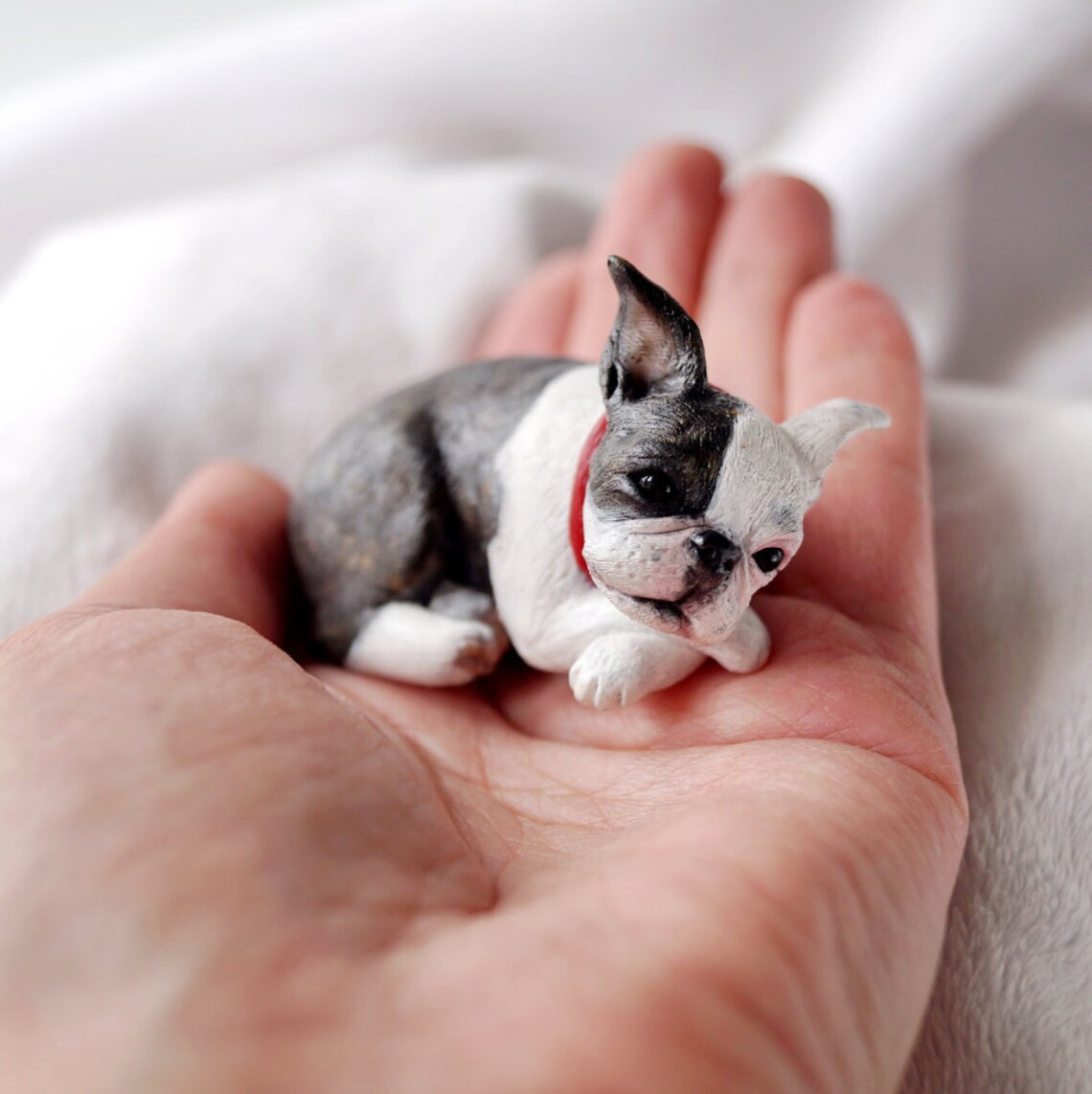 Custom dog figurine made in polymer clay Boston Terrier Etsy