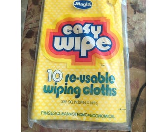 Vintage 80's Magla EASY WIPE Wiping Cloths Prop Nostalgia Dead Stock 8 Reusable