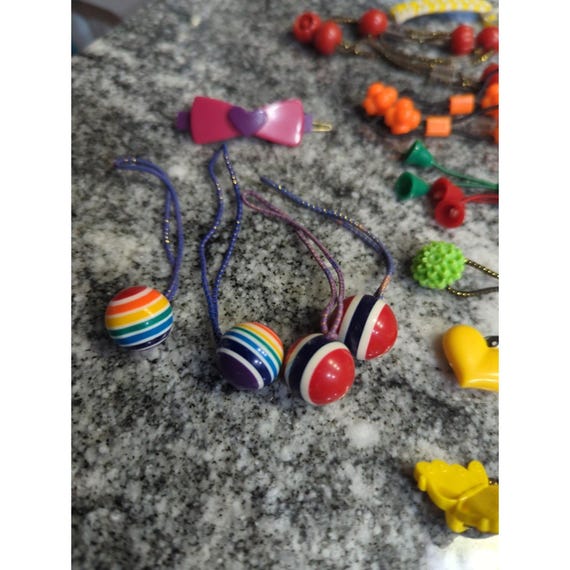 Vintage 80s Ponytail Holders Bead Hair Ties Barrett Lot of  display picture 1