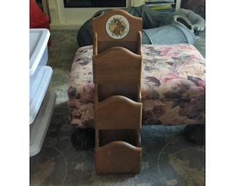 Vintage GoodWood Letter Holder Cottage Core Kitchen Organizer Mail Office Decor