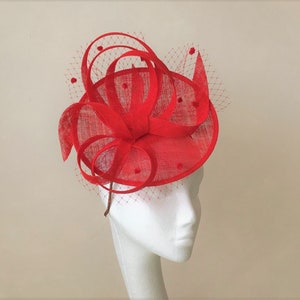 Roter Kentucky Derby Hut Fascinator Hochzeit Fascinator Scarlet Ruby Ascot Disc Hut Rennhut Kentucky Derby