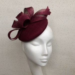 Burgundy Wedding Fascinator Wine Hatinator Claret Mother of the Bride Goodwood Races Dark Red Hat Wedding Guest