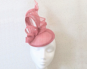 Dusty Pink Fascinator Blush Headpiece Pastel Pink Wedding Fascinator Light Pink Pillbox Hat Races Goodwood Ladies Day