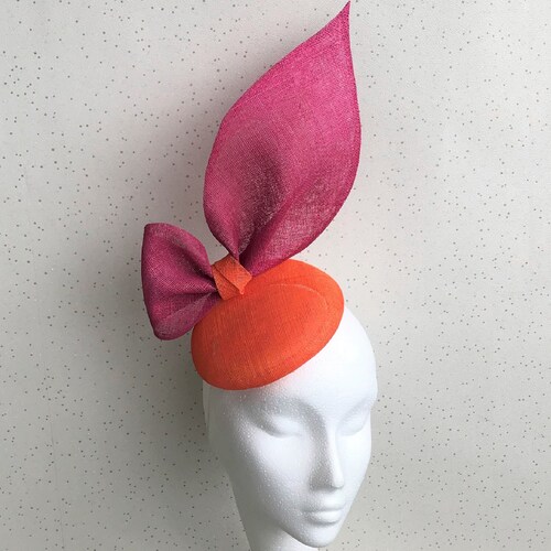 Pink and Orange Bow Fascinator 
