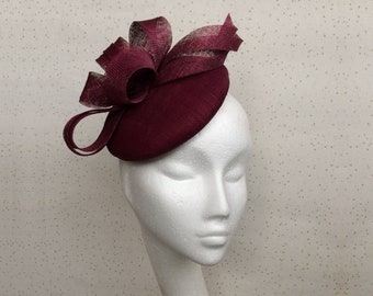 Burgundy Wedding Fascinator Wine Hatinator Claret Mother of the Bride Goodwood Races Dark Red Hat Wedding Guest