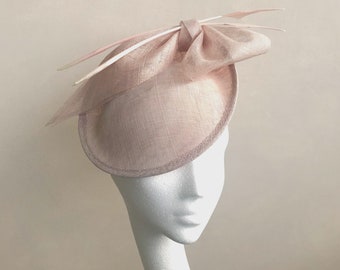 Pale Pink Fascinator Blush Disc Small Saucer Headpiece Wedding Feather Fascinator Light Pink Ascot Hat Races Derby Ladies Day