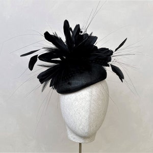 Black Wedding Fascinator Black Feather Wedding Hat Mother of the Bride Hat Ascot Hat Wedding Guest