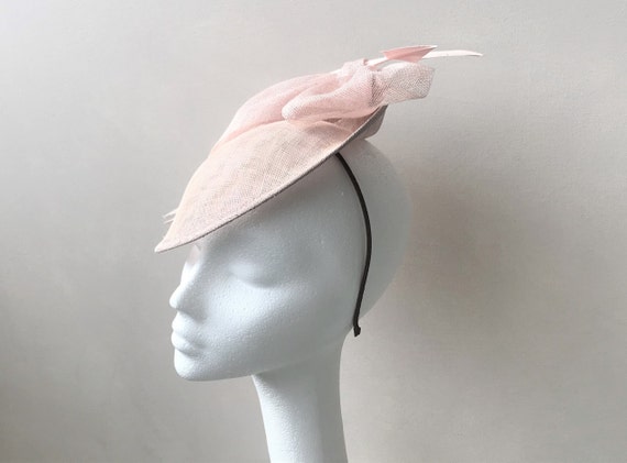 Pale Pink Disc Fascinator Blush Saucer 