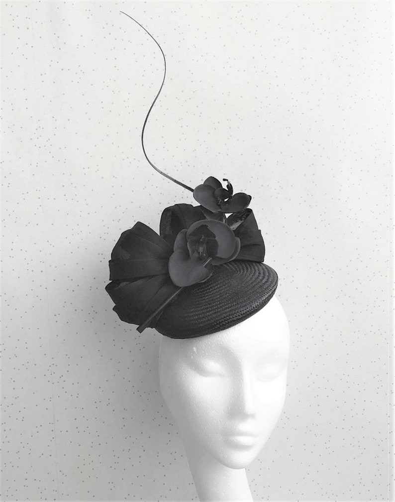 Black Fascinator Wedding Fascinator Floral Black PillBox Ascot Etsy