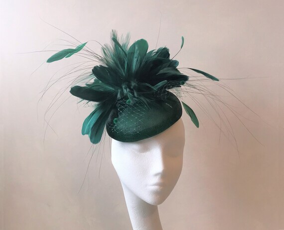 Emerald Green Feather Fascinator 