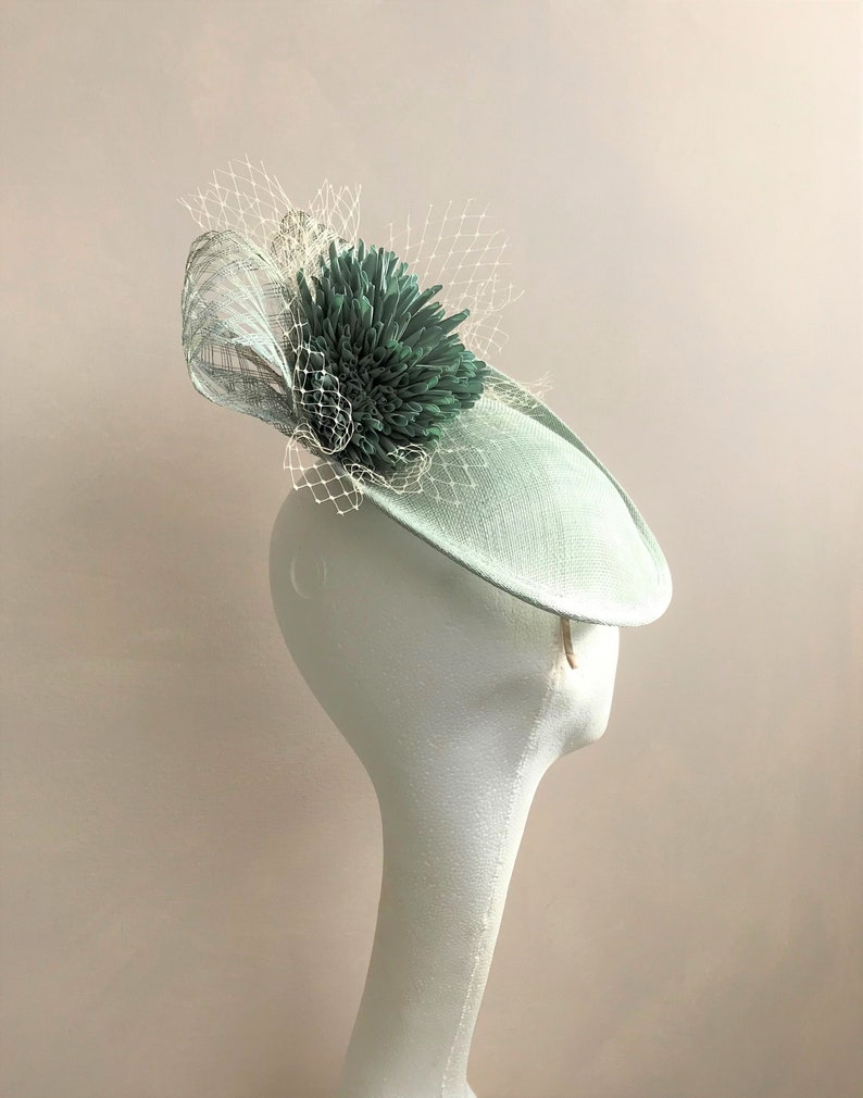 Mint Fascinator Disc Pale Green Wedding Hat Kentucky Derby Etsy