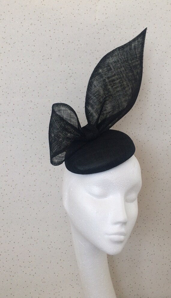Black Fascinator Black Bow Headpiece 