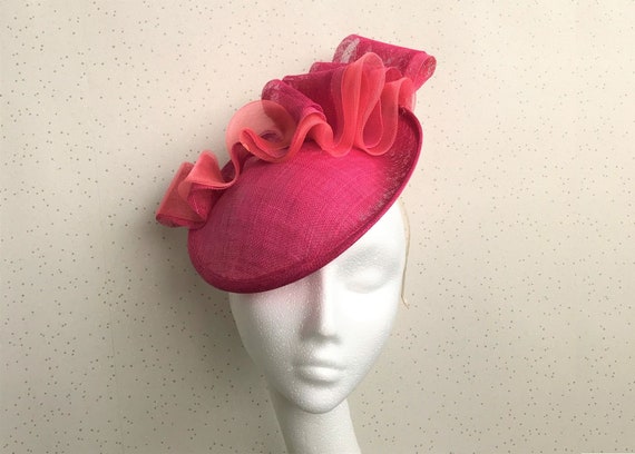 Hot Pink Fascinator Cerise and Orange 