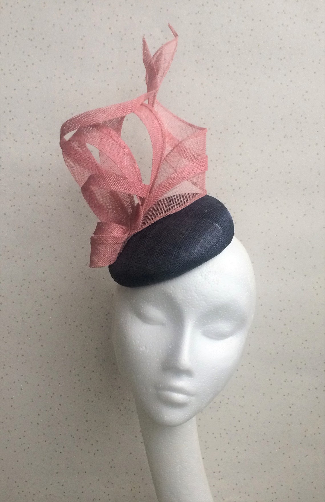 Pink and Navy Fascinator Navy and Blush Headpiece Winter Etsy