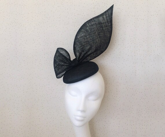Black Fascinator Black Bow Headpiece 