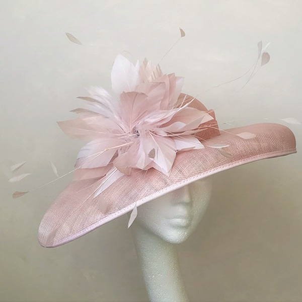 Pale Pink Hat Pink Fascinator Blush Feather Hat Mother of the Bride Wedding Hat Blush Ascot Hat Kentucky Derby Occasion Hat Church Hat