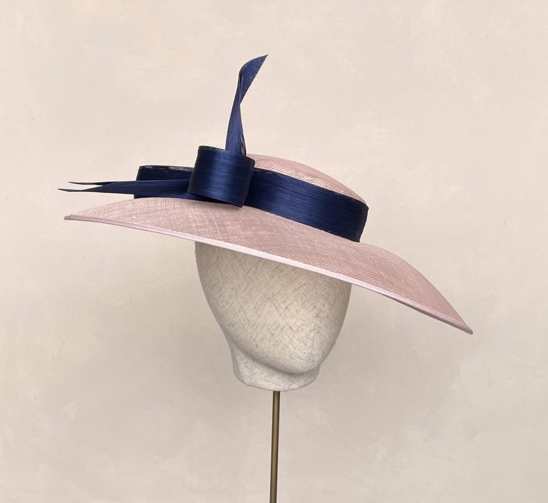 Pale Pink Boater Hat Pink And Navy Fascinator Blush Mother Of The Bride pale-pink-boater-hat-pink-and-navy-fascinator-blush-mother-of-the-bride