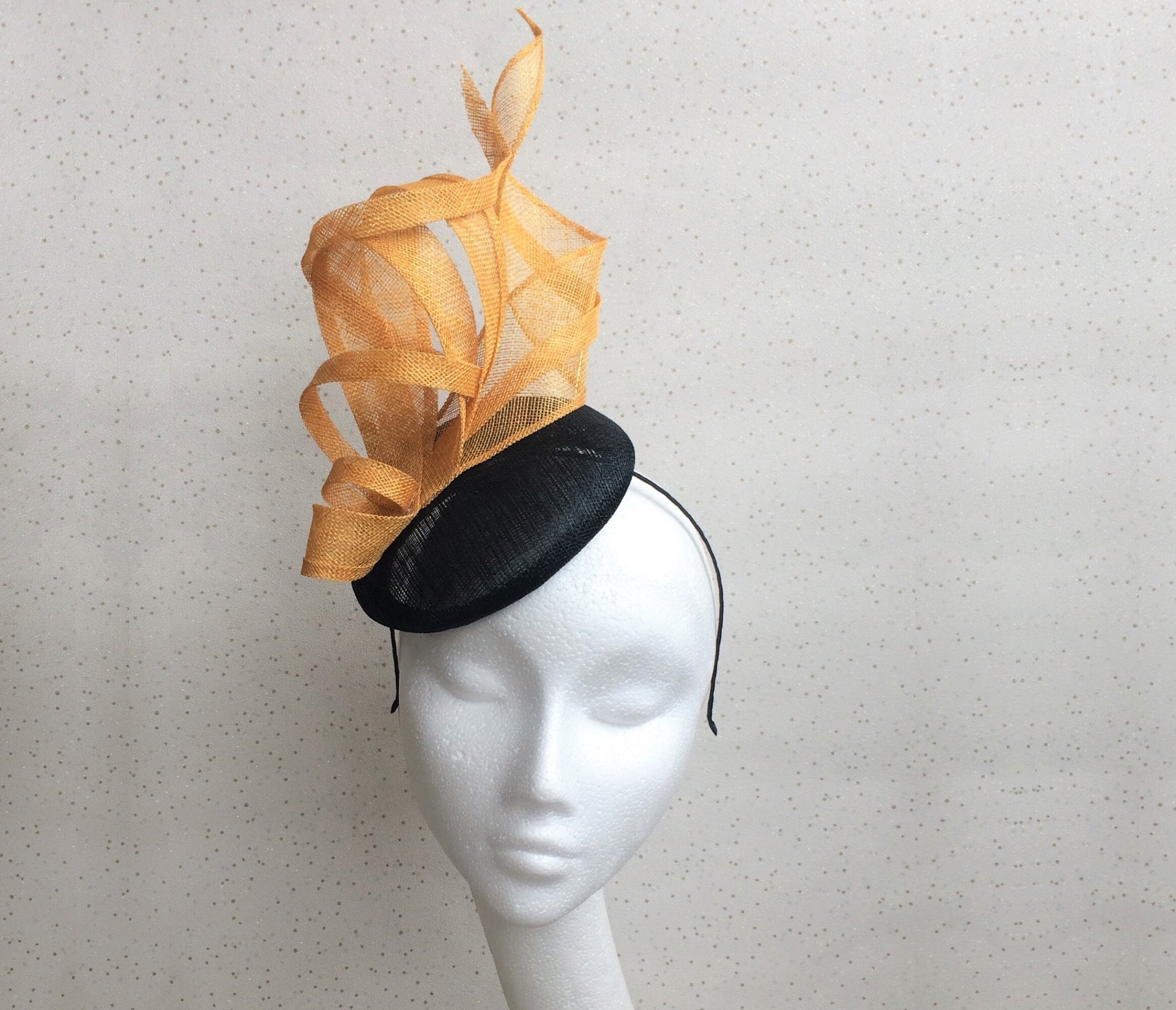 Black and Yellow Wedding Fascinator 