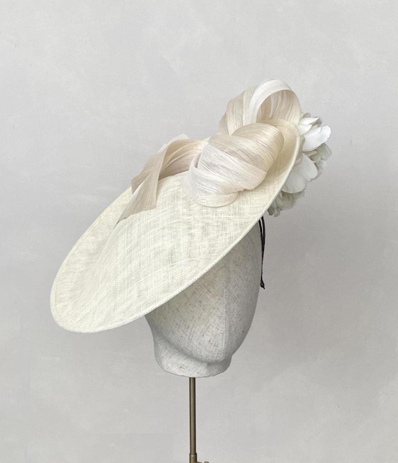 Cream Fascinator Pillbox Hat Organza VTG Church Tea Party Wedding Guest Derby Women main image 4