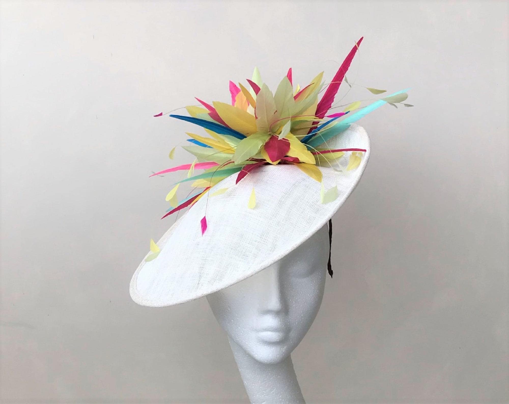 Women\'s Multicolored Fancy Dress Hat, Handmade with Feathers, One Size, Amazon.com: iHUFeather 12Pcs Hat Feathers, Assorted Natural  main image 2
