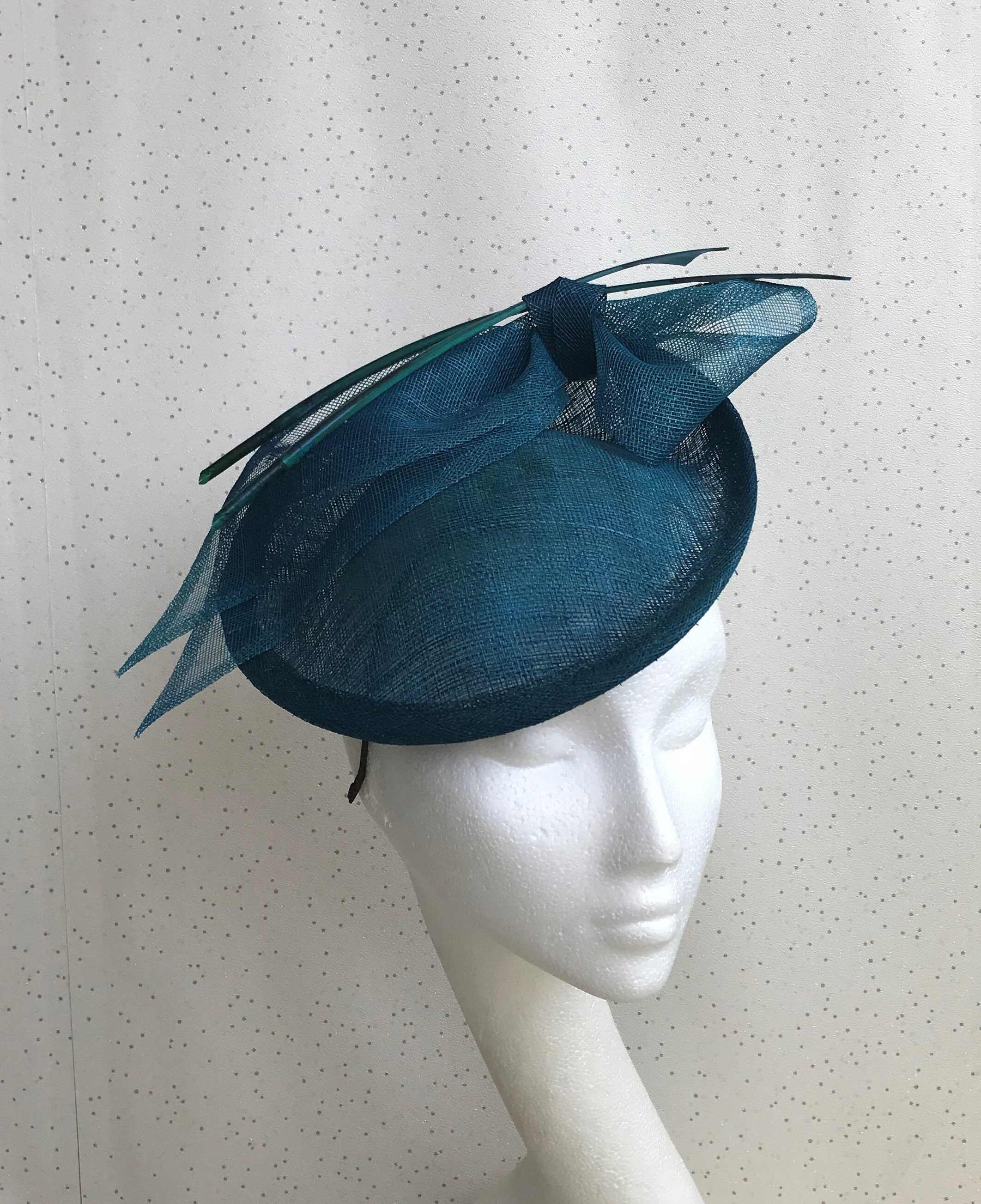 Teal Disc Fascinator Wedding Hat Ascot 