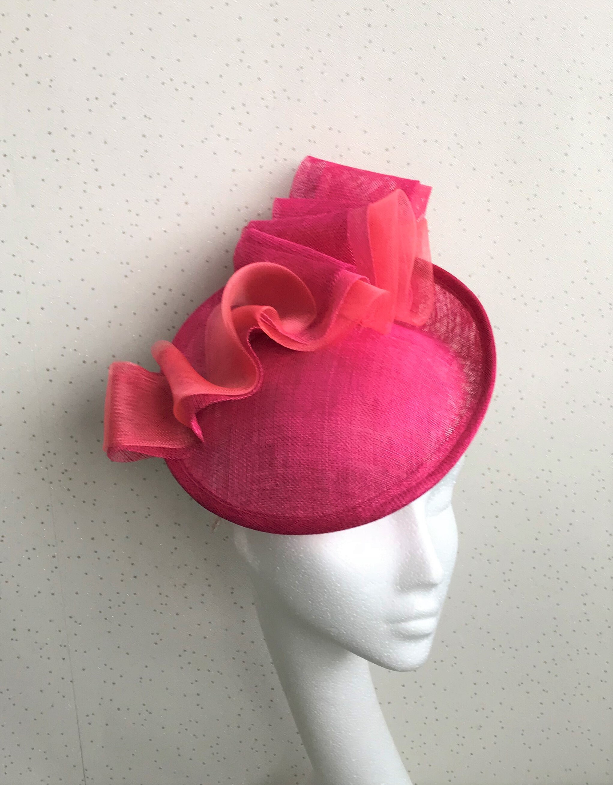 Hot Pink Fascinator Cerise and Orange 