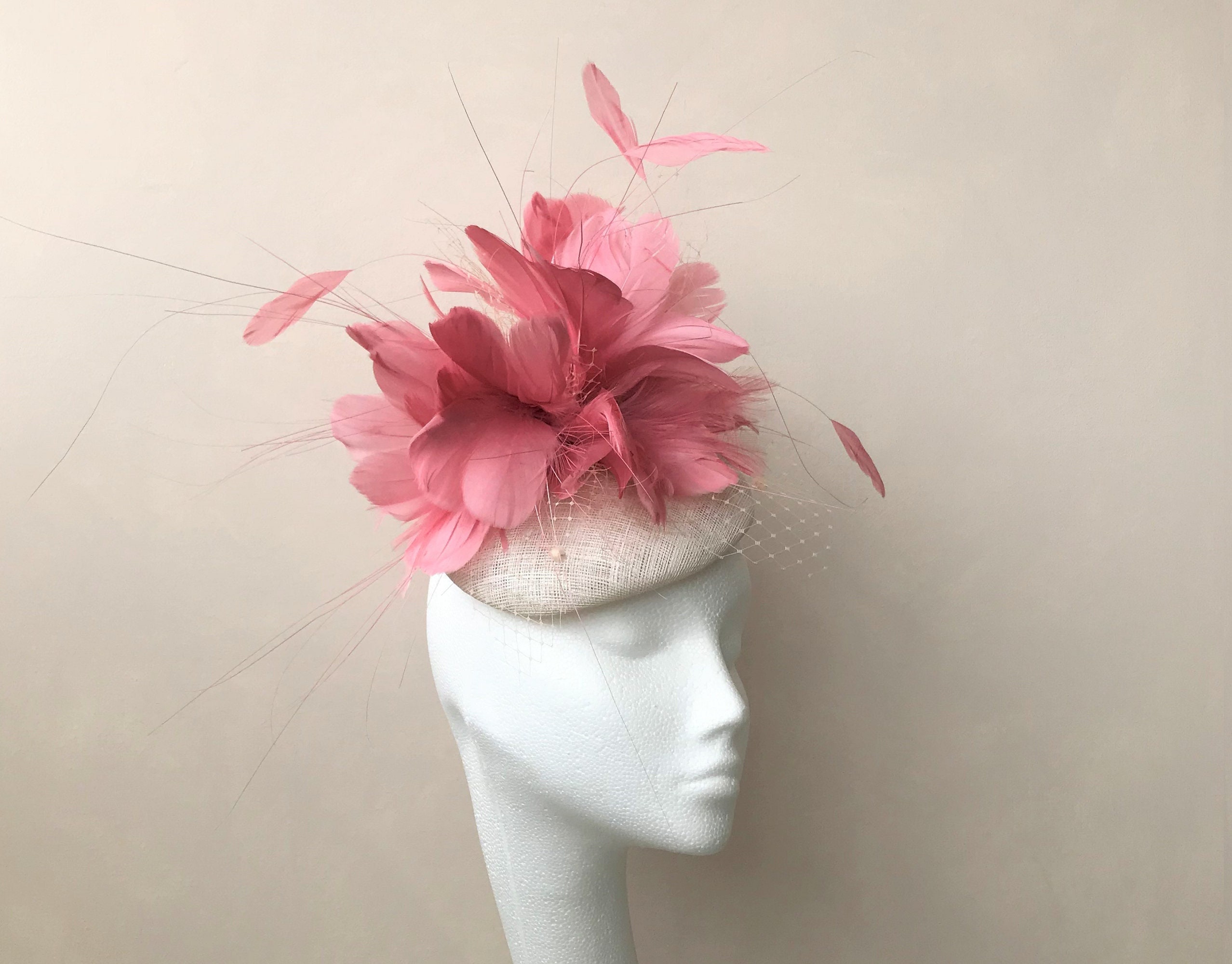 Pink Feather Fascinator Feathers Ivory 