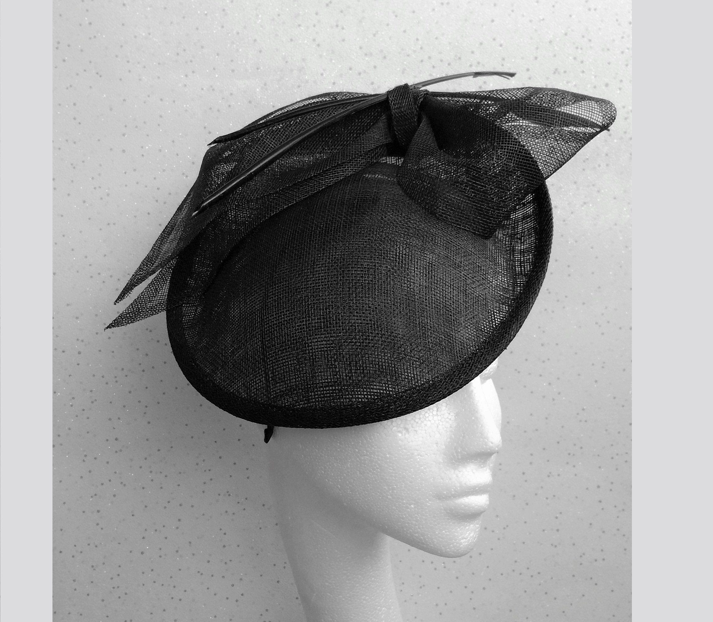 Black Fascinator Black Feather Hat 