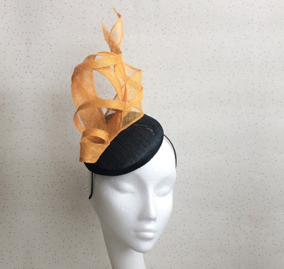 Black and Yellow Wedding Fascinator 