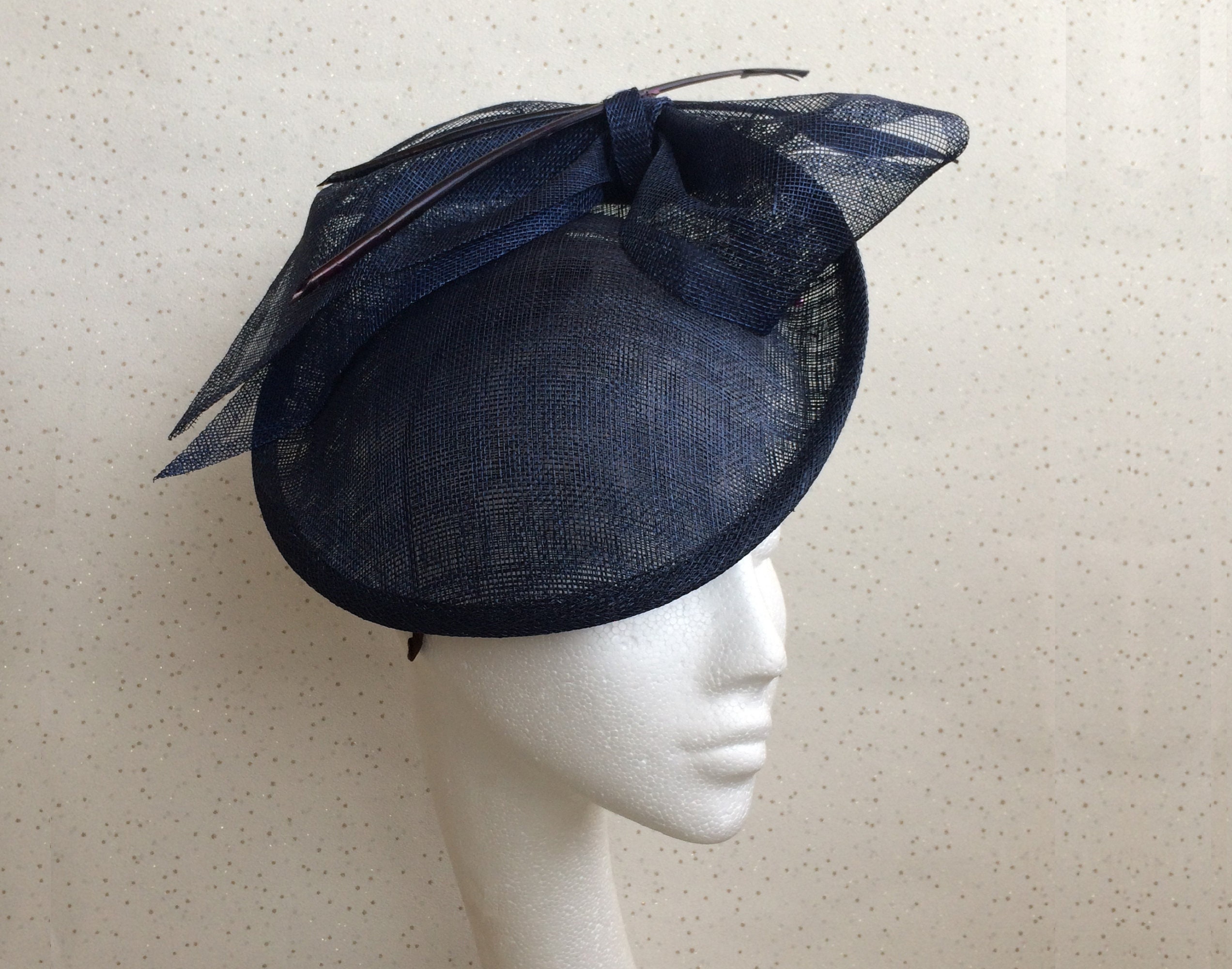 Extra Large Navy Blue Fascinator for Ascot Weddings E1