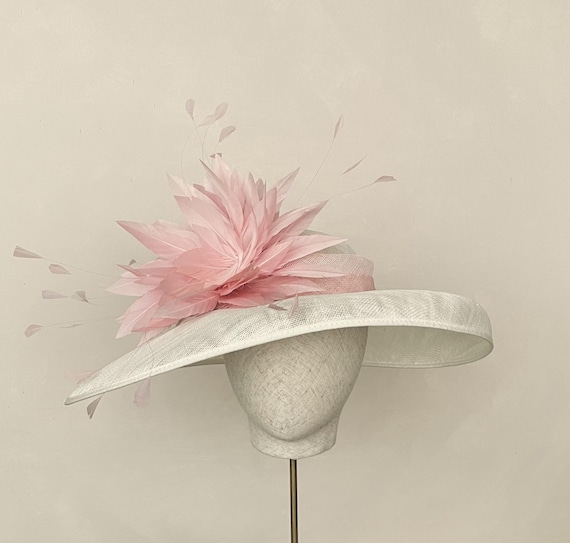 Pale Pink and White Hat Pink Fascinator Blush Feather Hat  display picture 1