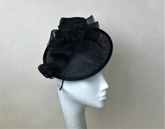 black fascinator millinery burlesque wedding hat hair piece ascot race bridal x 