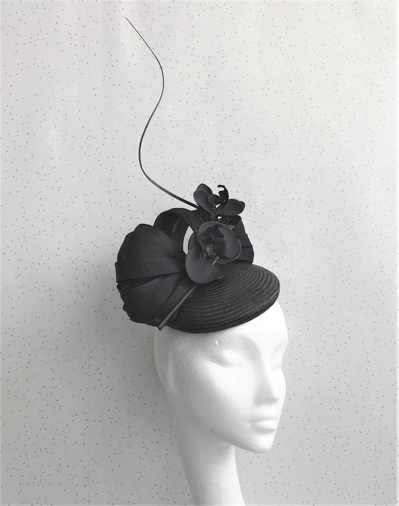 Black Fascinator Wedding Fascinator Floral Black PillBox Ascot Etsy