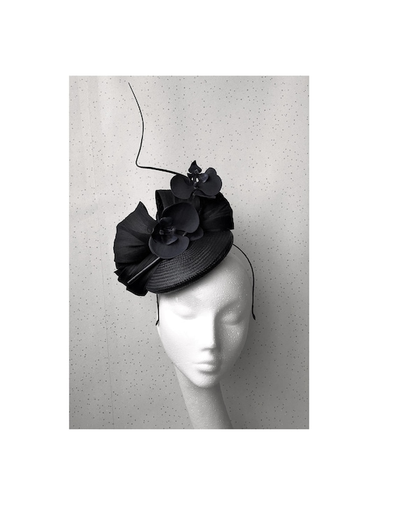 venijn vergroting Kabelbaan Black Fascinator Wedding Fascinator Floral Black Pillbox Ascot - Etsy