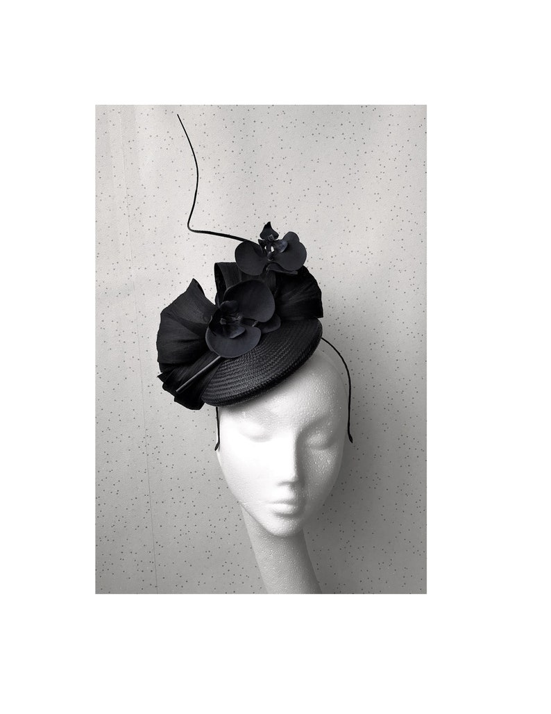 Black Fascinator Wedding Fascinator Floral Black Pillbox Ascot Etsy UK