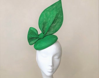 Green Fascinator Oversized Bow Fresh Green Wedding Fascinator Apple Leaf Derby Hat Ascot Headpiece Goodwood Ladies Day