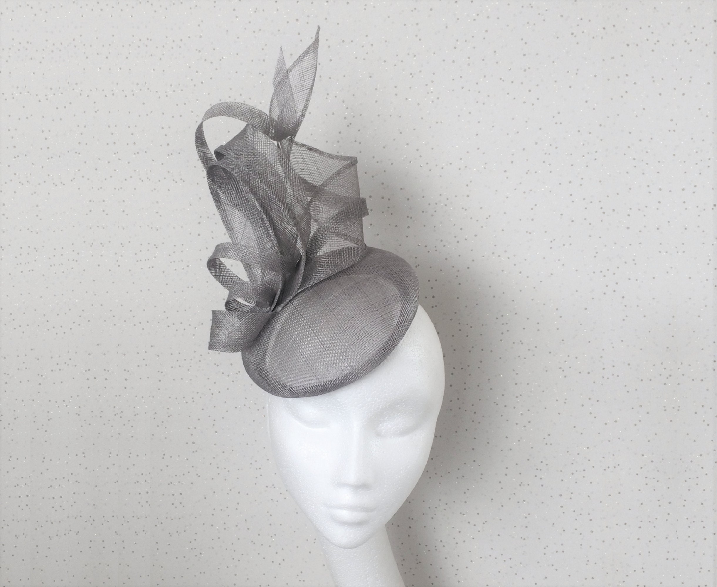 Silver Fascinator Light Grey Wedding 