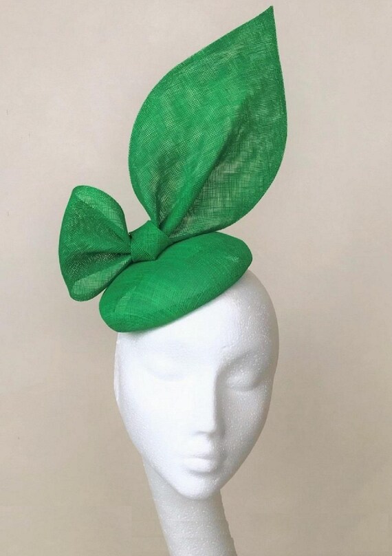 Green Fascinator Oversized Bow Fresh Green Wedding 