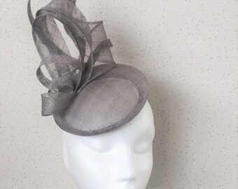 Silver Fascinator Light Grey Wedding 