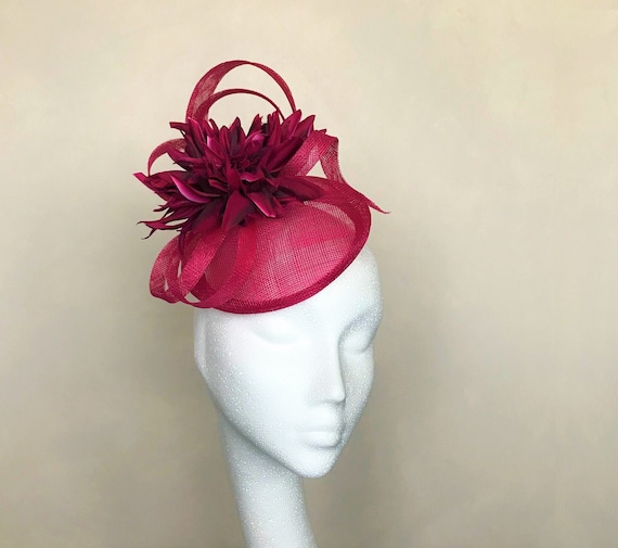 Dark Pink Fascinator Wedding Hat 